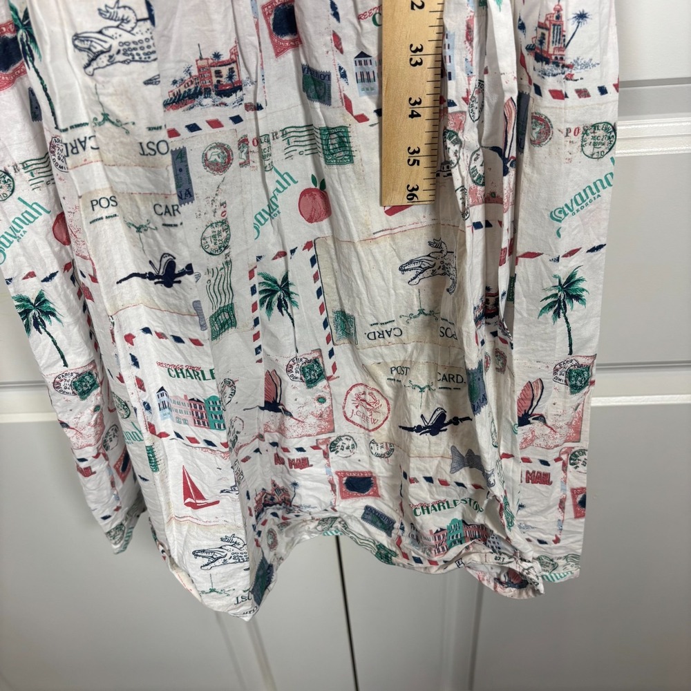 J.Crew Womens Midi Shirt Dress White Postcard Print Collared Tie-Waist Pocket 10 - Picture 9 of 10
